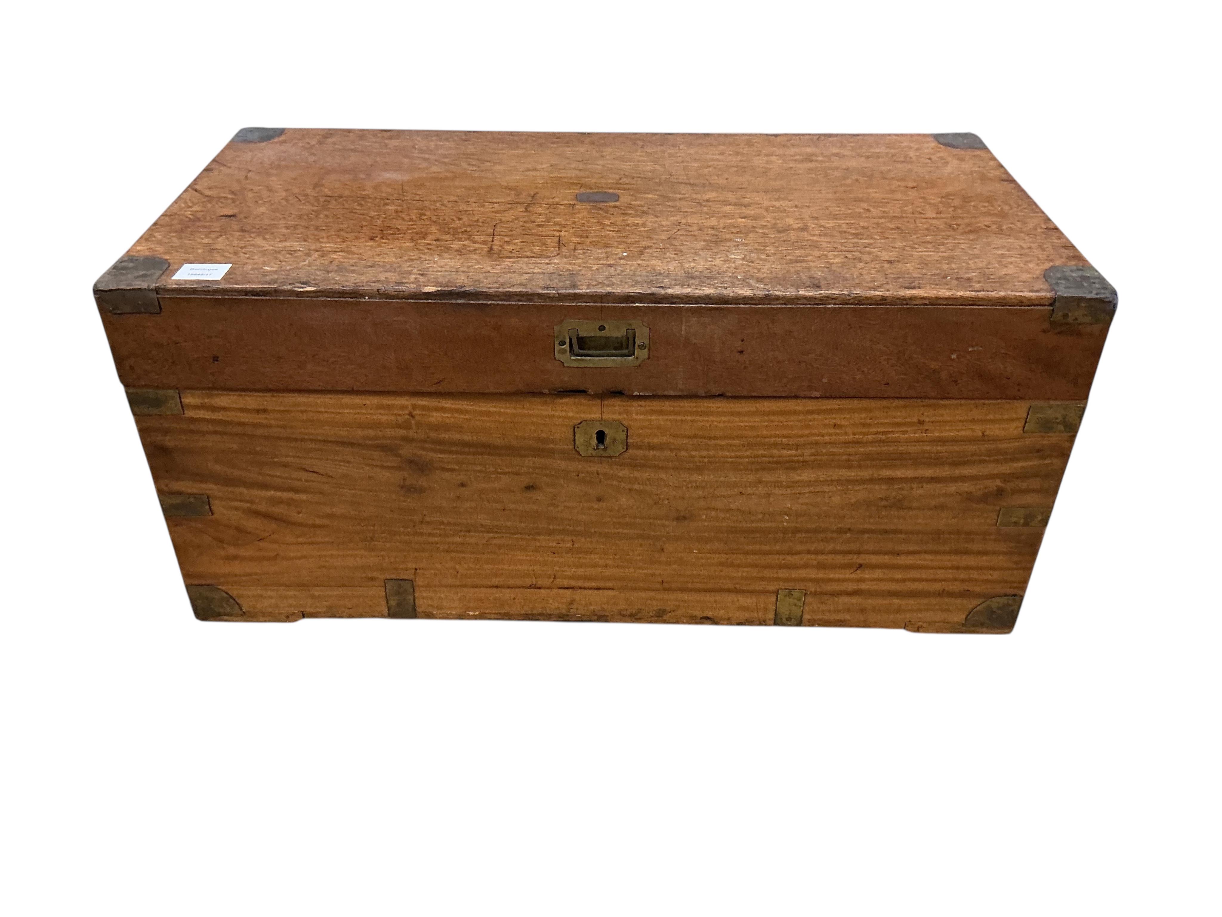 A small 19th century brass mounted camphorwood trunk, width 84cm, depth 42cm, height 39cm